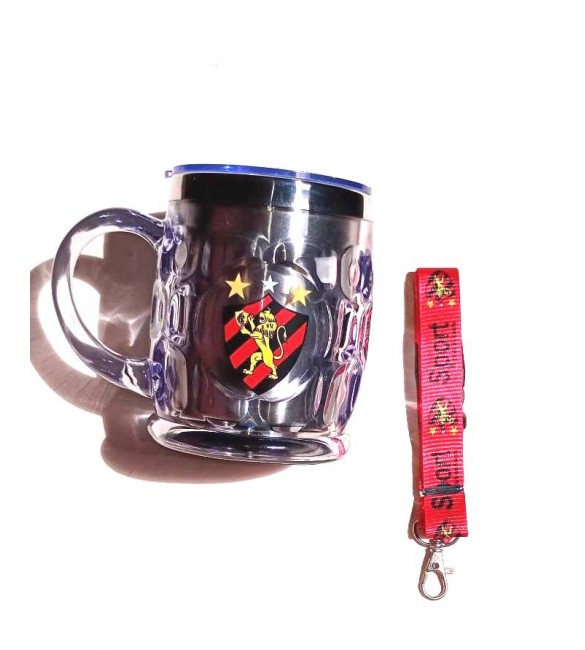 Caneca Térmica com Tampa  E CORDÃO -Sport  450 ml-Produto Oficial Licenciado